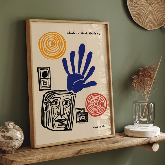 Modern Art Gallery Cubism Exhibition Poster Abstract Cubist Art Print Vintage Modernist Art Geometric Shapes Print Picasso Inspired Art