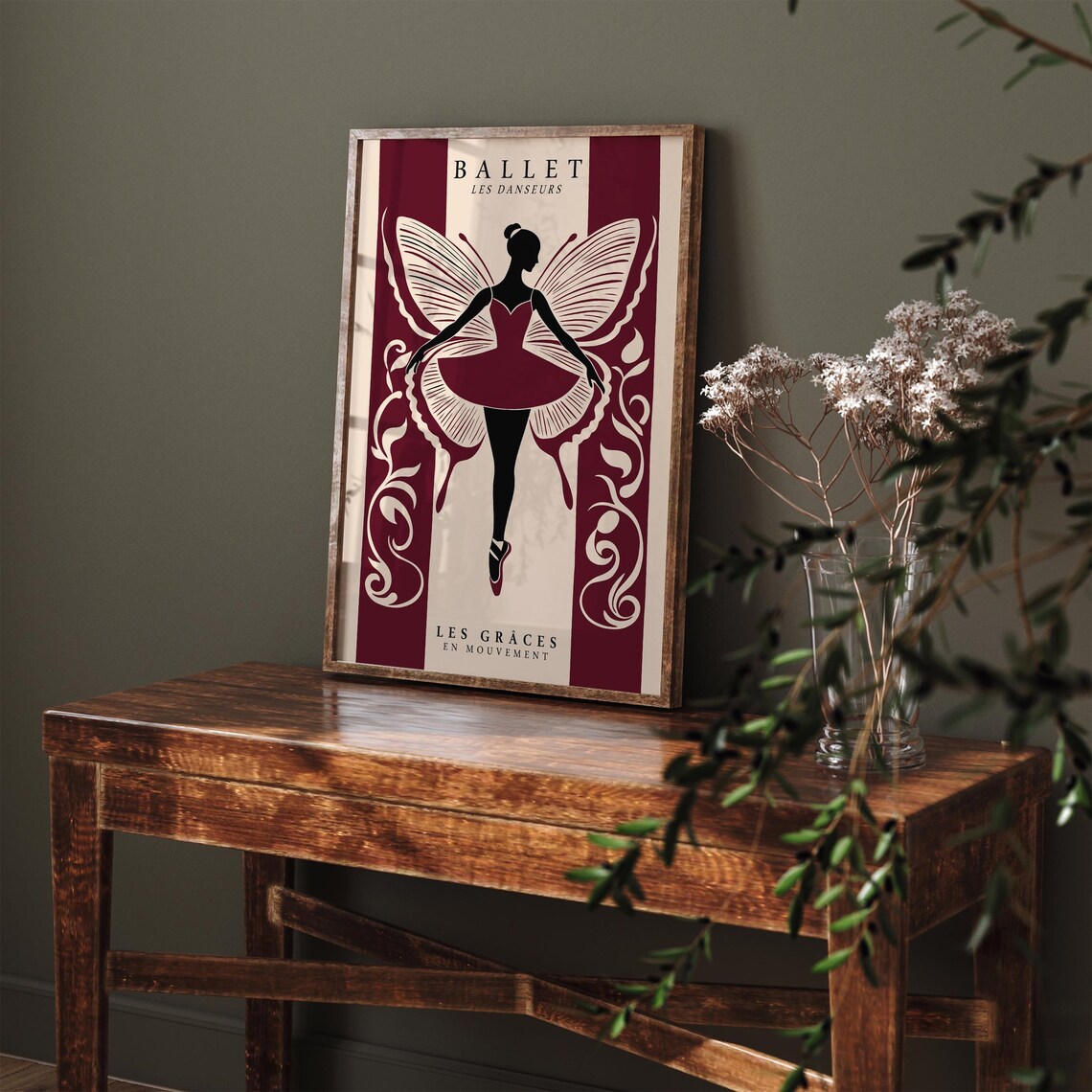 Ballet Les Danseurs Burgundy Butterfly Tutu Ballerina Poster - Image 4
