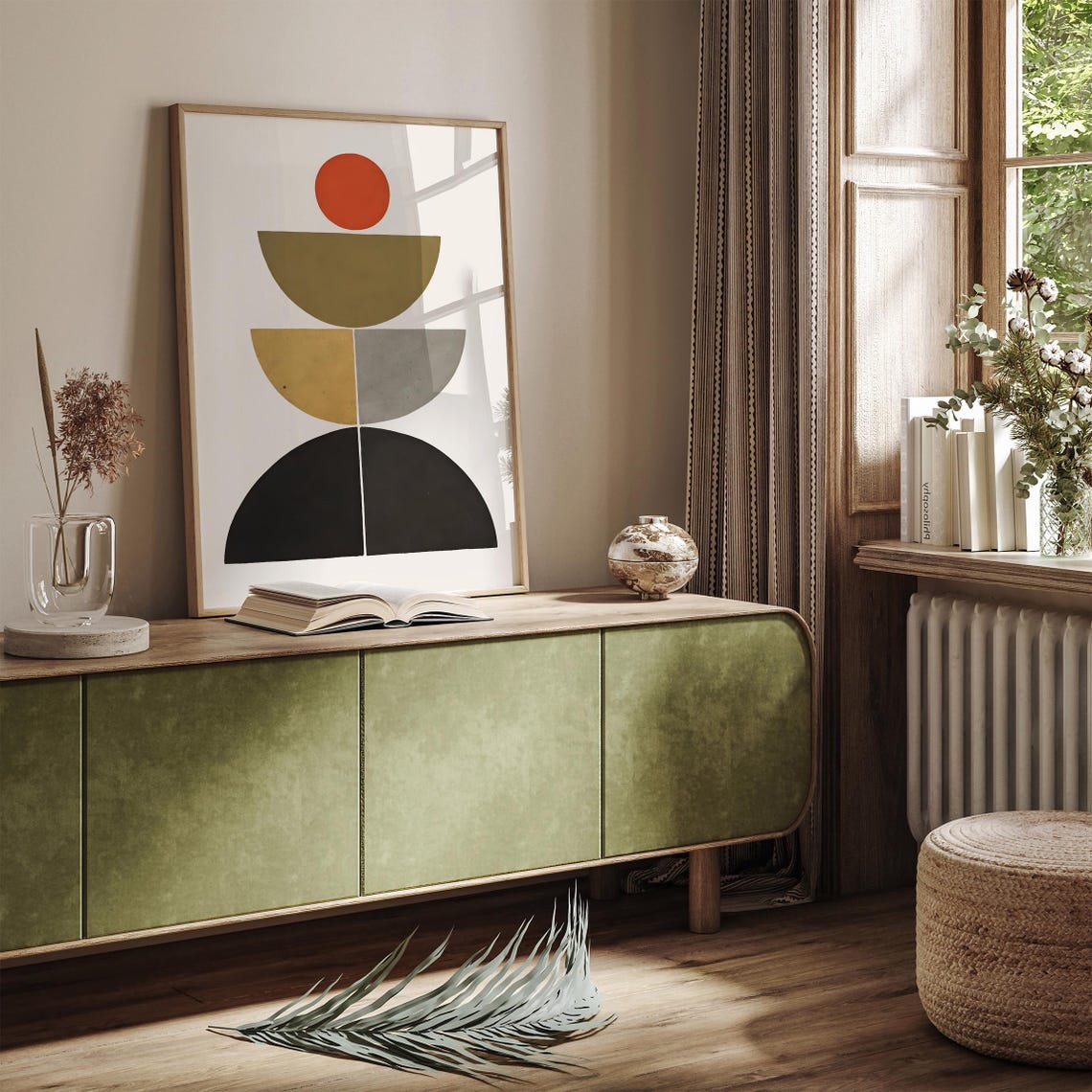 Warm Minimalist Earth Tone Geometric Half Circles Modern Poster - Image 2