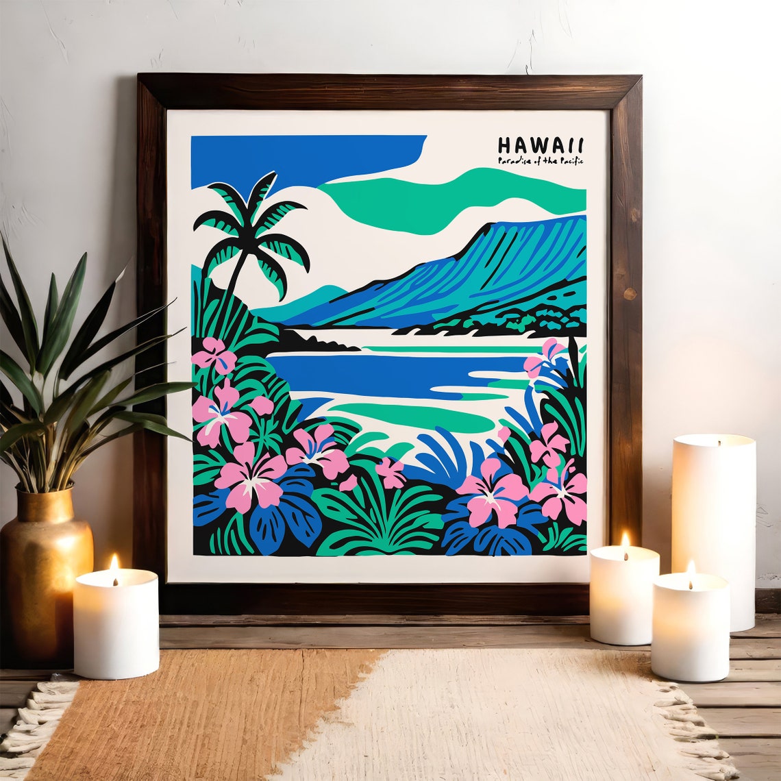 Hawaii Paradise Of The Pacific Retro Tropical Beach Travel Poster - Image 3