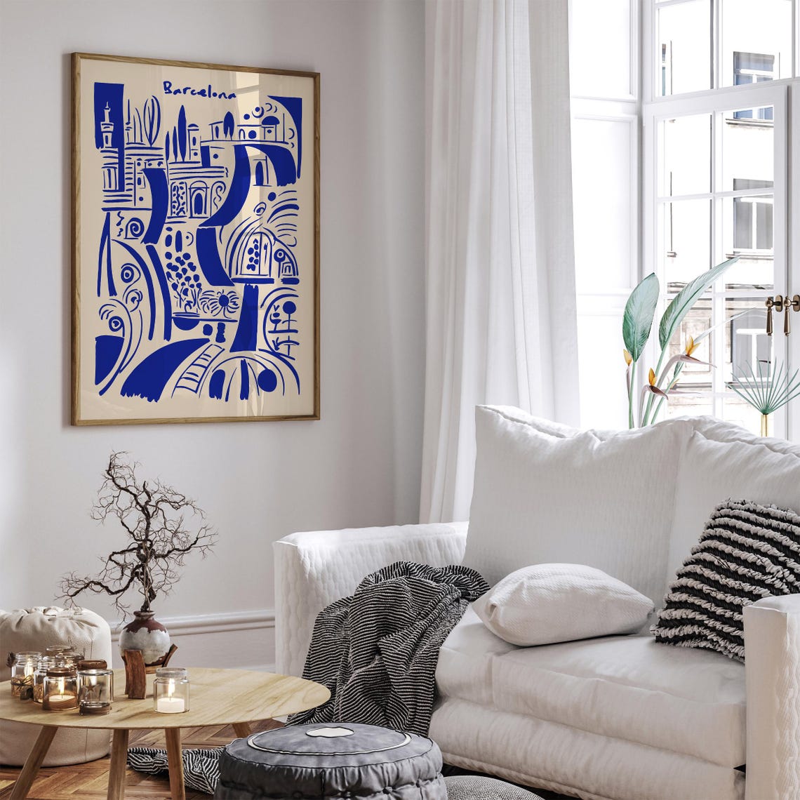 Barcelona Abstract Blue Cityscape Minimalist Travel Decor Poster - Image 6