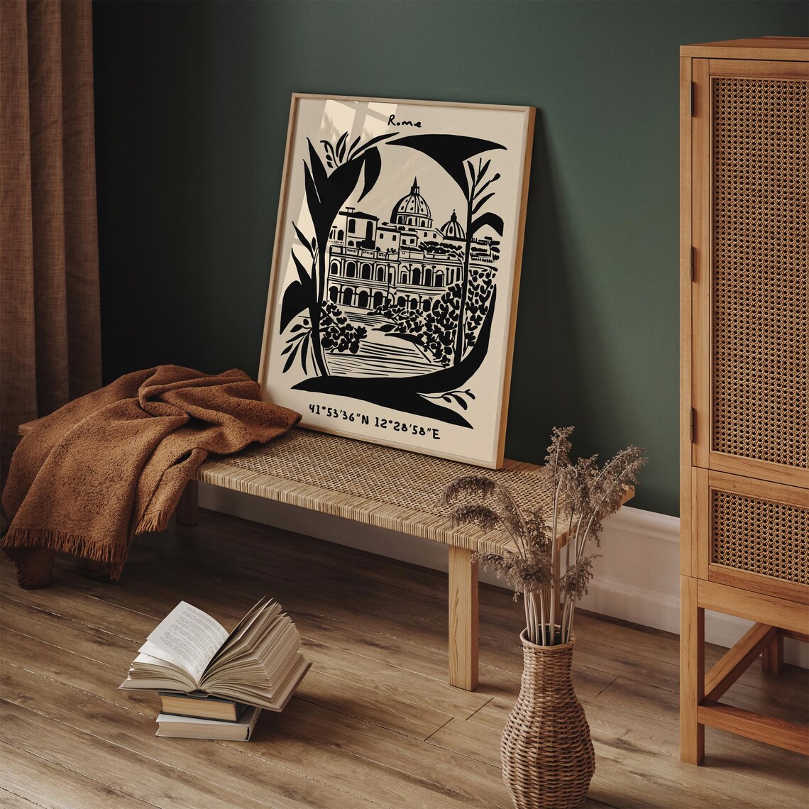 Rome Cityscape Poster With Colosseum Drawn In Bold Black Ink - Image 4