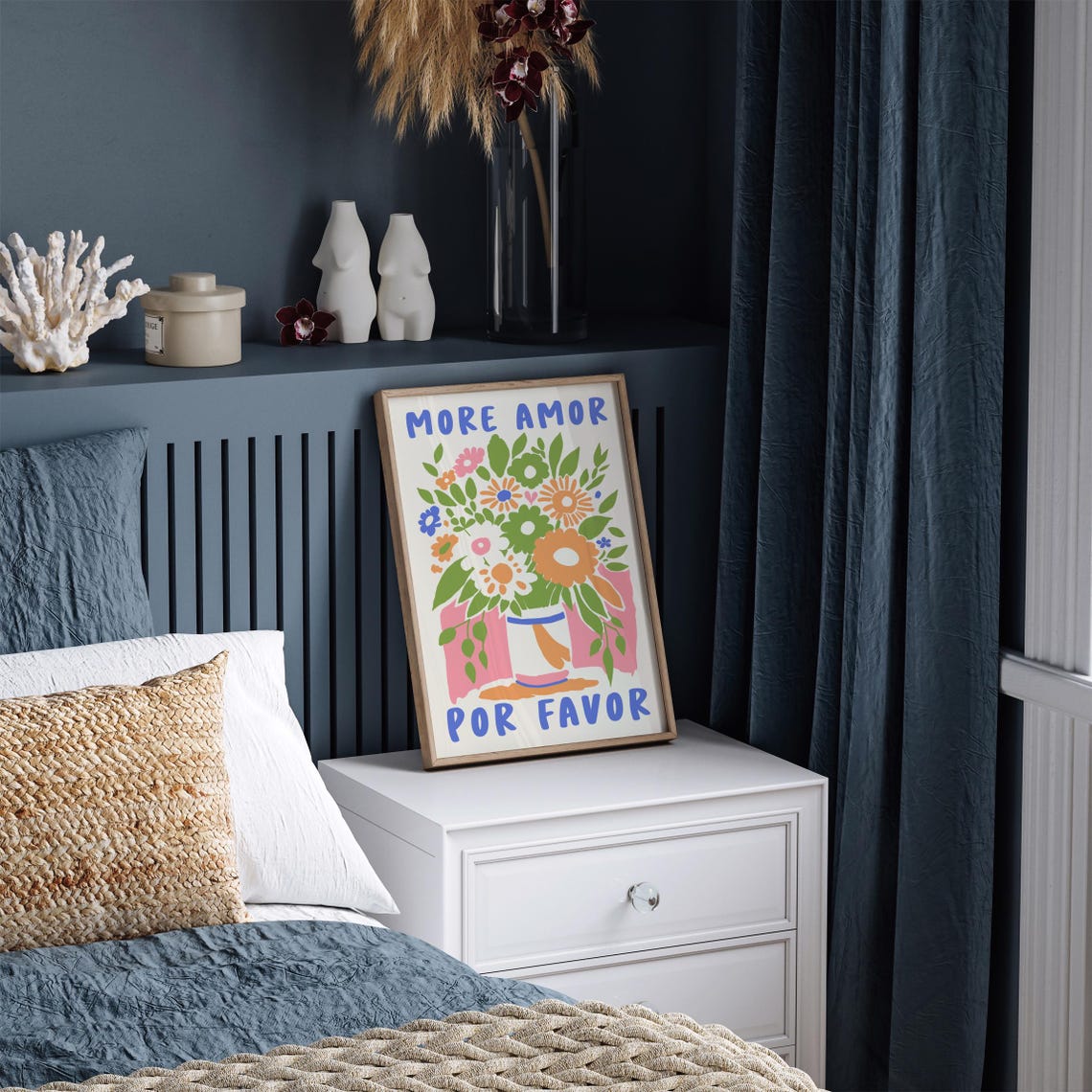 Bouquet Of Flowers Poster More Amor Por Favor Wall Art Modern Pastel Eclectic Print Art Love Quote Bedroom Wall Decor Botanical Poster - Image 2