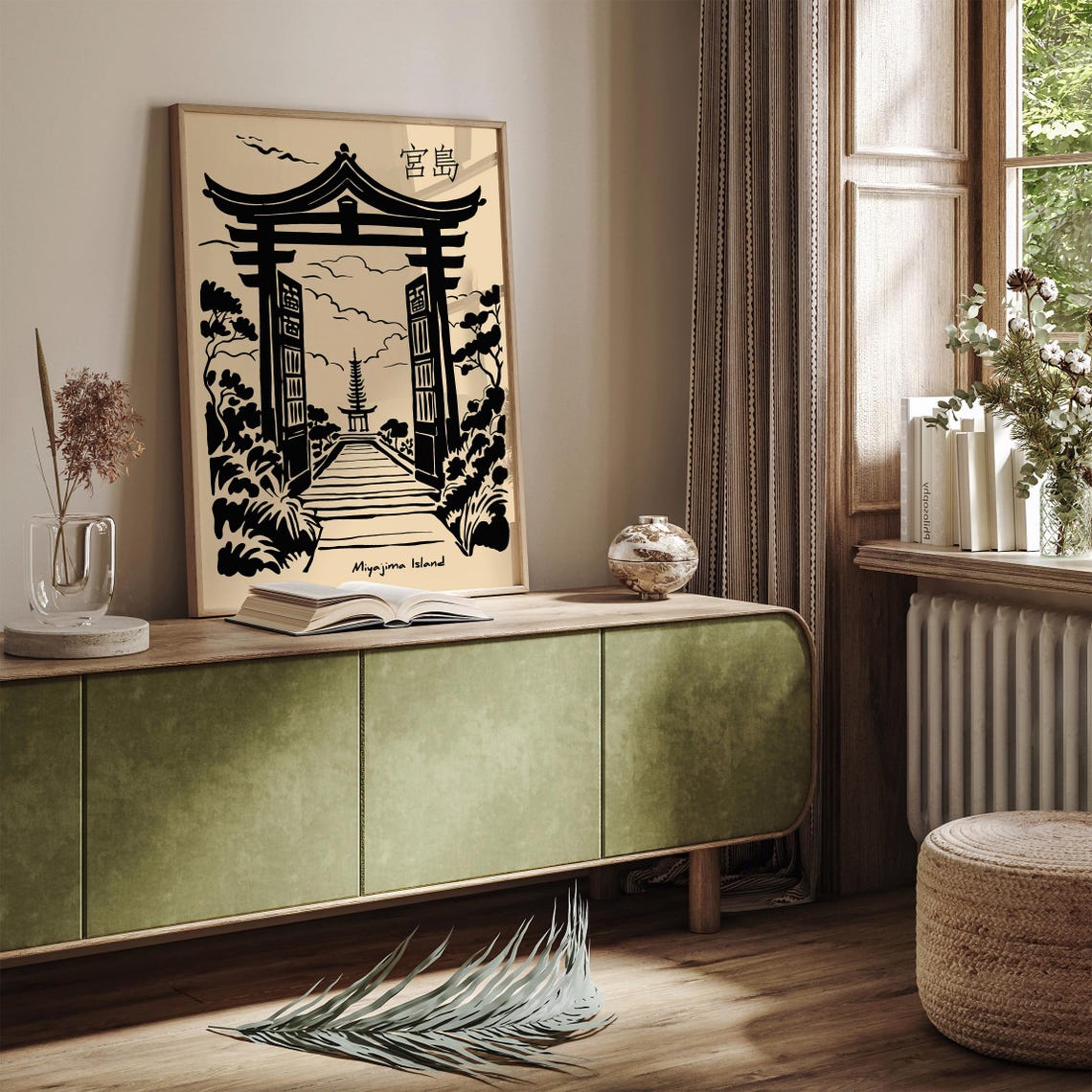 Miyajima Island Zen Torii Gate Black Ink Japanese Travel Poster - Image 4