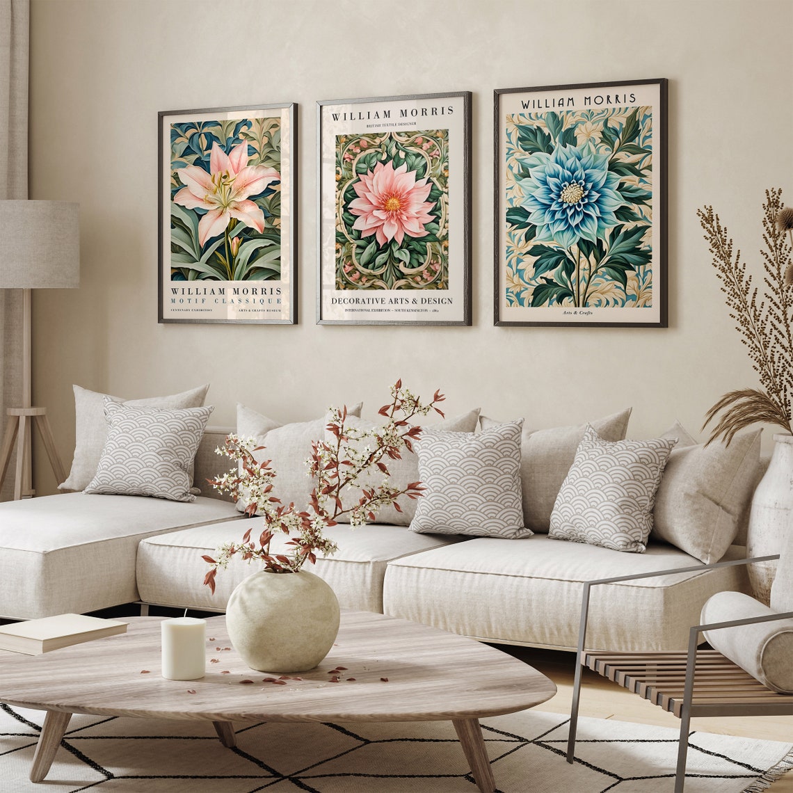 William Morris Pink Dahlia Floral Exhibition Style Art Poster - Image 4