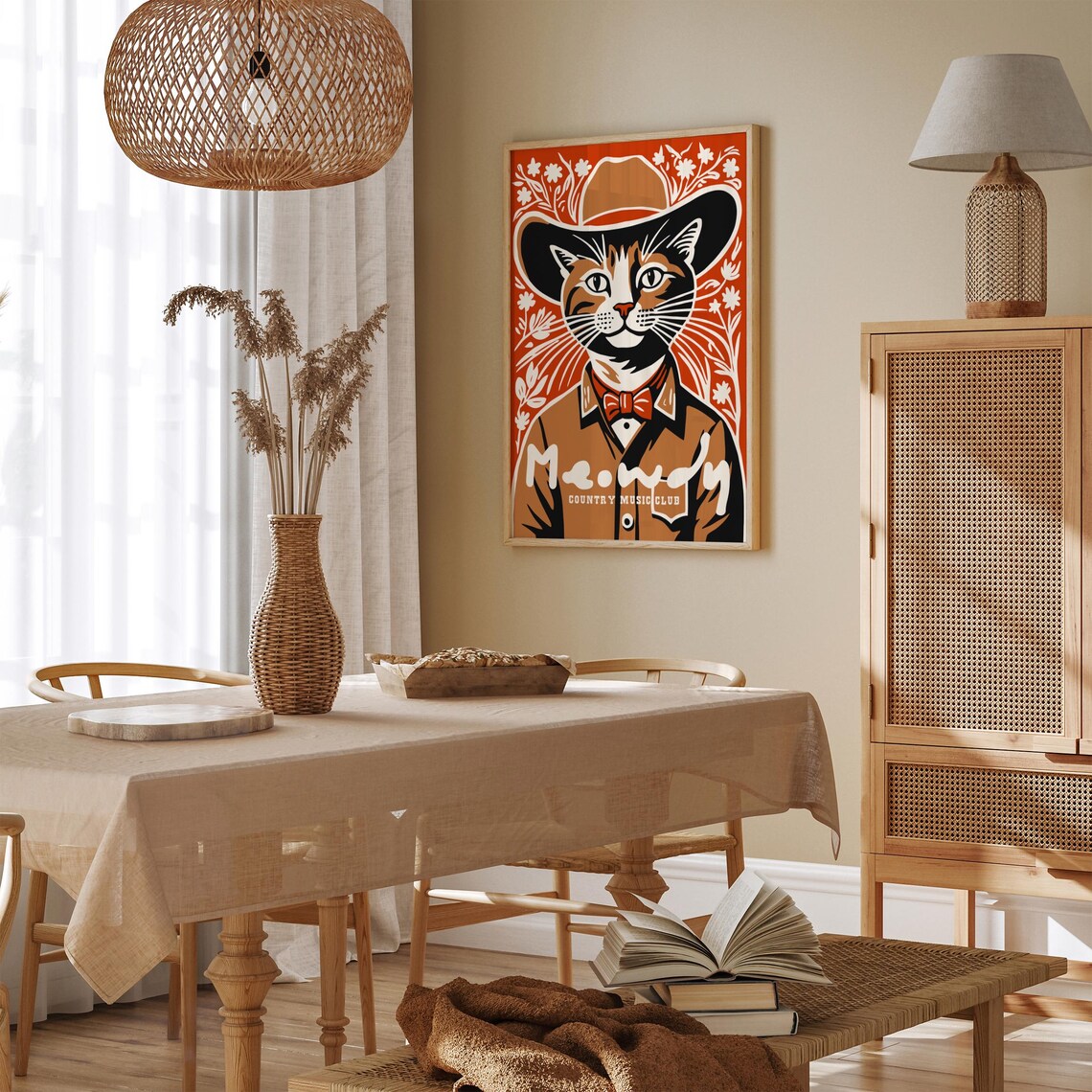 Meowdy Country Music Club Cowboy Cat Funny Rustic Western Poster - Image 4