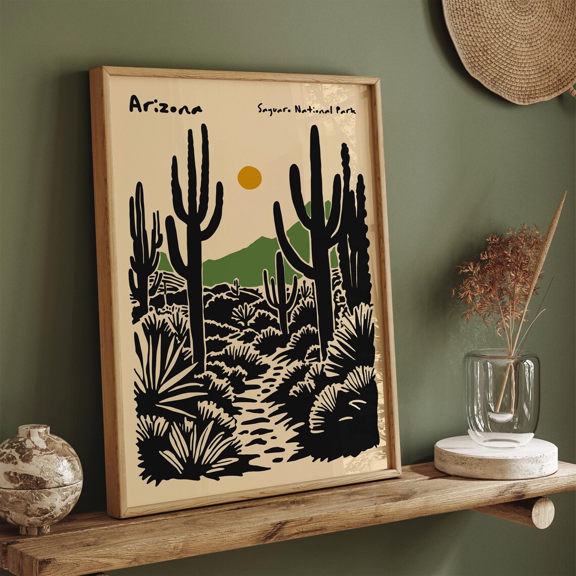 Arizona Saguaro National Park Poster Retro Farmhouse Wall Decor Print For Travel Lovers Airbnb Wall Decor Landscape Poster Travel Print