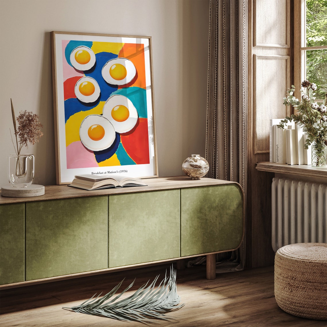 Breakfast at Matisses 1976 Sunny Fried Eggs Colorful Art Print - Image 3