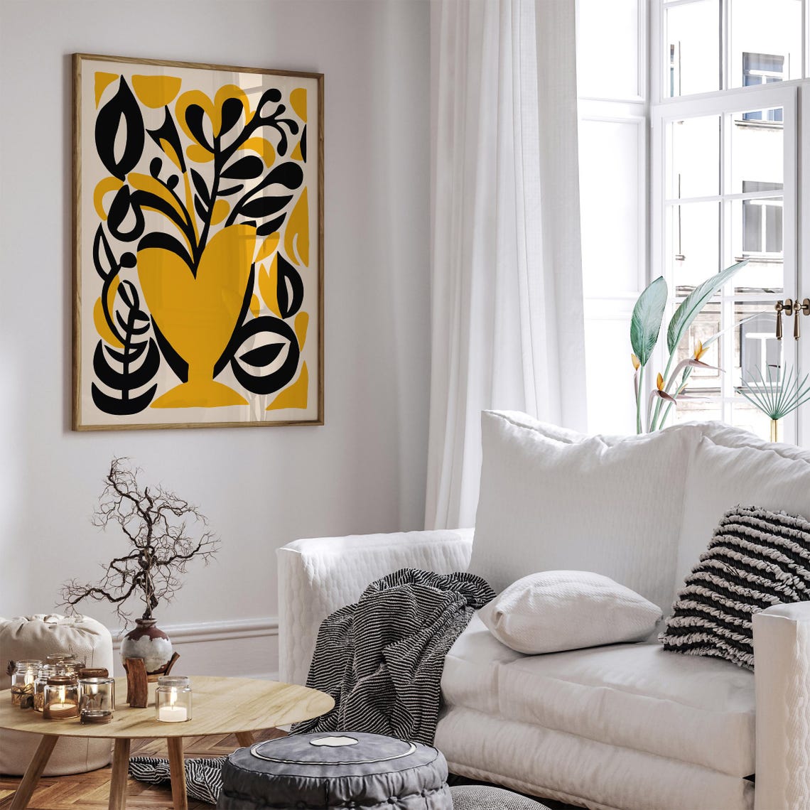 Abstract Matisse Style Botanical Plant in Four Color Variants Poster - Image 2