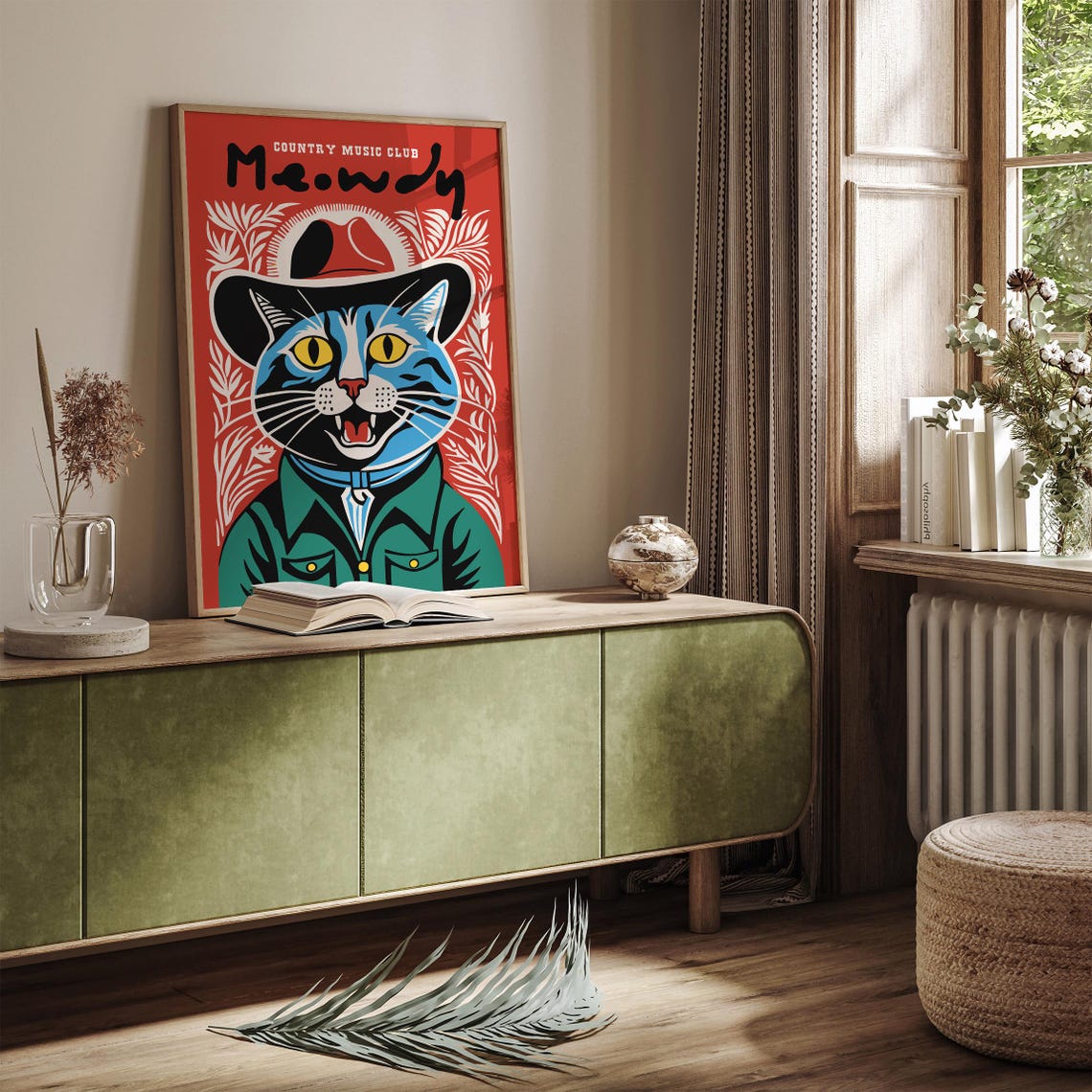 Country Cat Cowboy Poster Meowdy Country Music Club Art Print Rustic Western Decor Cat Lovers Gift Country Music Fan Gift Airbnb Decor - Image 6