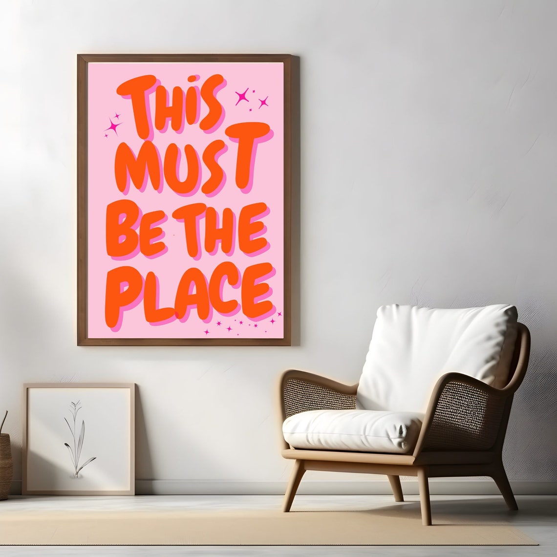 This Must Be the Place Orange Retro Bubble Letter Quote Poster - Image 3