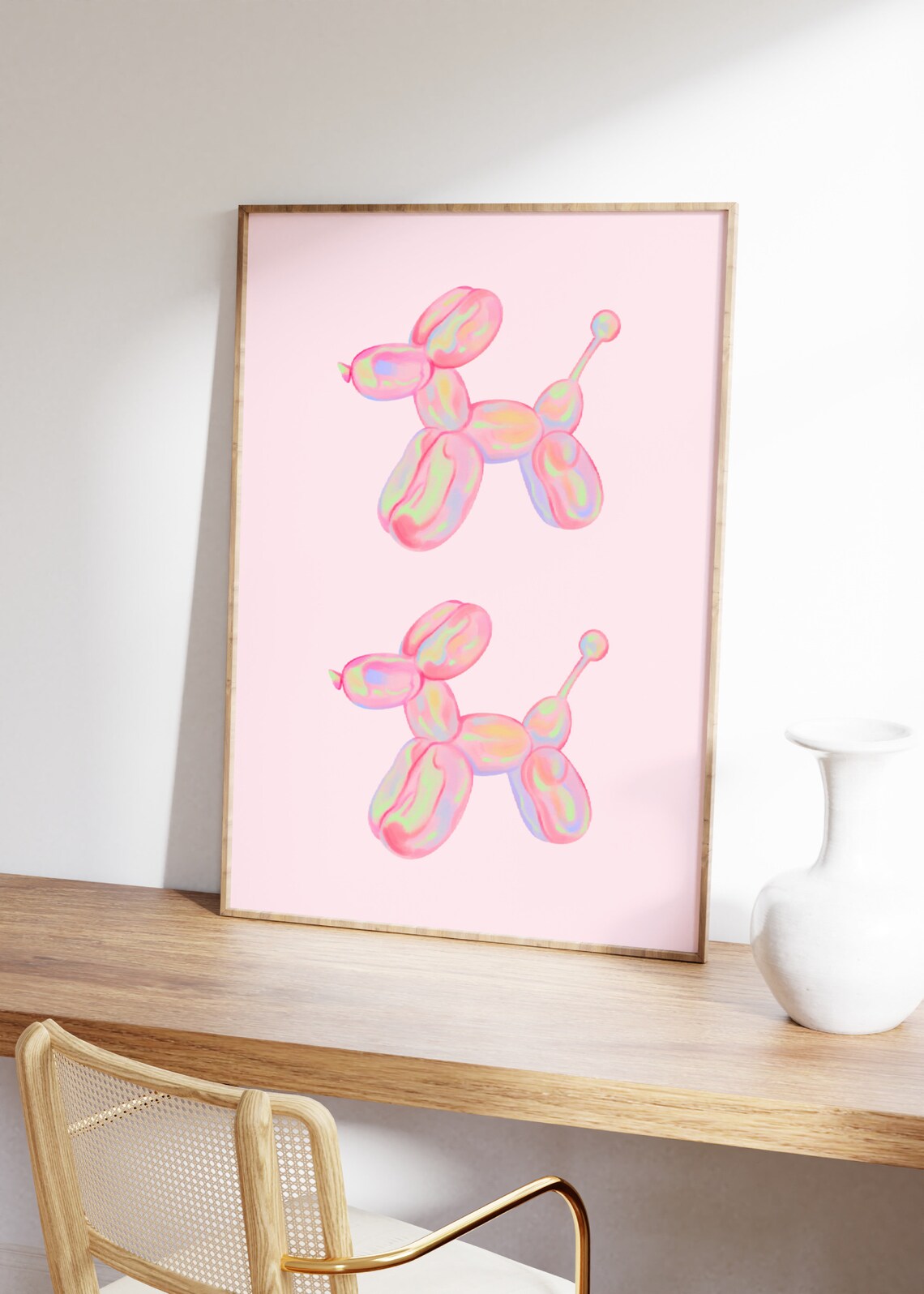 Balloon Dog Print Dog Print Dog Poster Funny Dog Gift Nursery Print Playroom Dog Wall Art Pink Wall Art Poster - Image 3