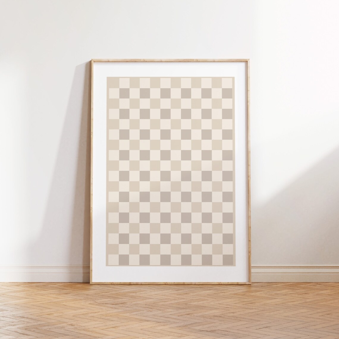 Checkered Wall Art Beige Retro Checkerboard Art Print - Image 2