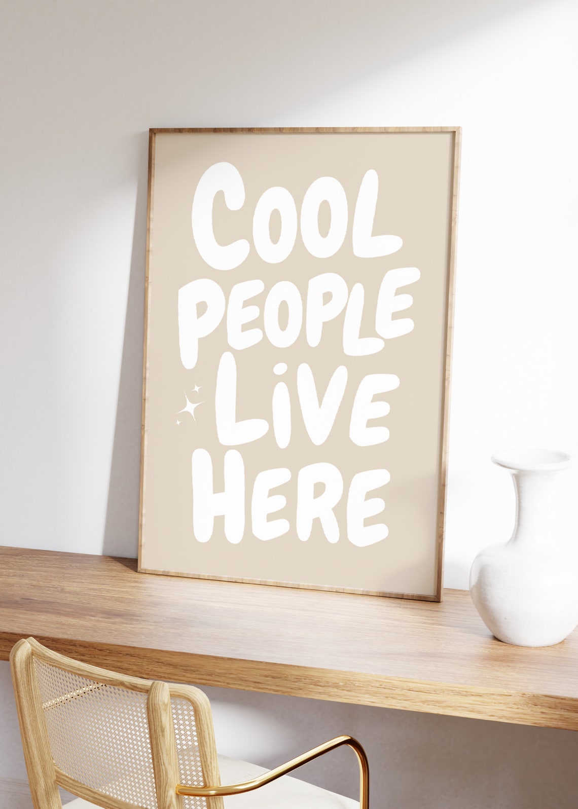 Cool People Live Here Beige Modern Home Entryway Typography Poster - Image 4