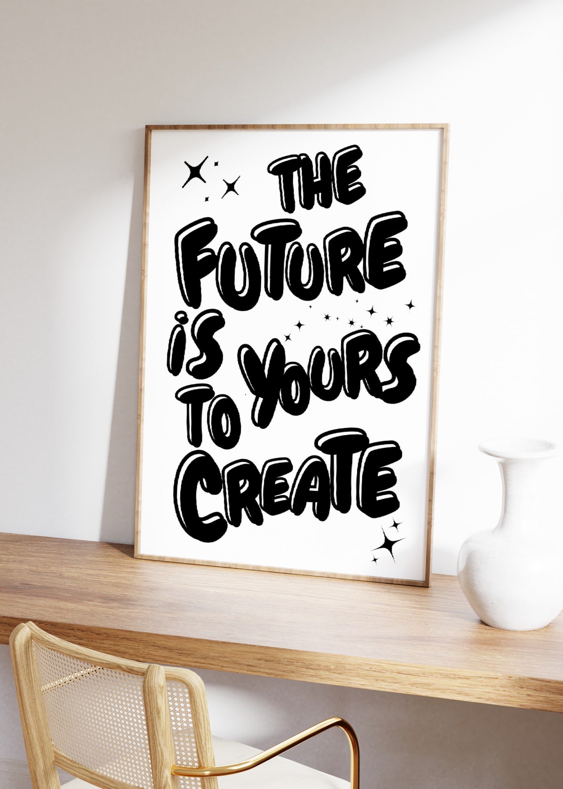 The Future Is Yours Print Affirmation Poster Black And White Wall Art Trendy Prints Retro Prints Motivation Wall Art Selfcare - Image 2