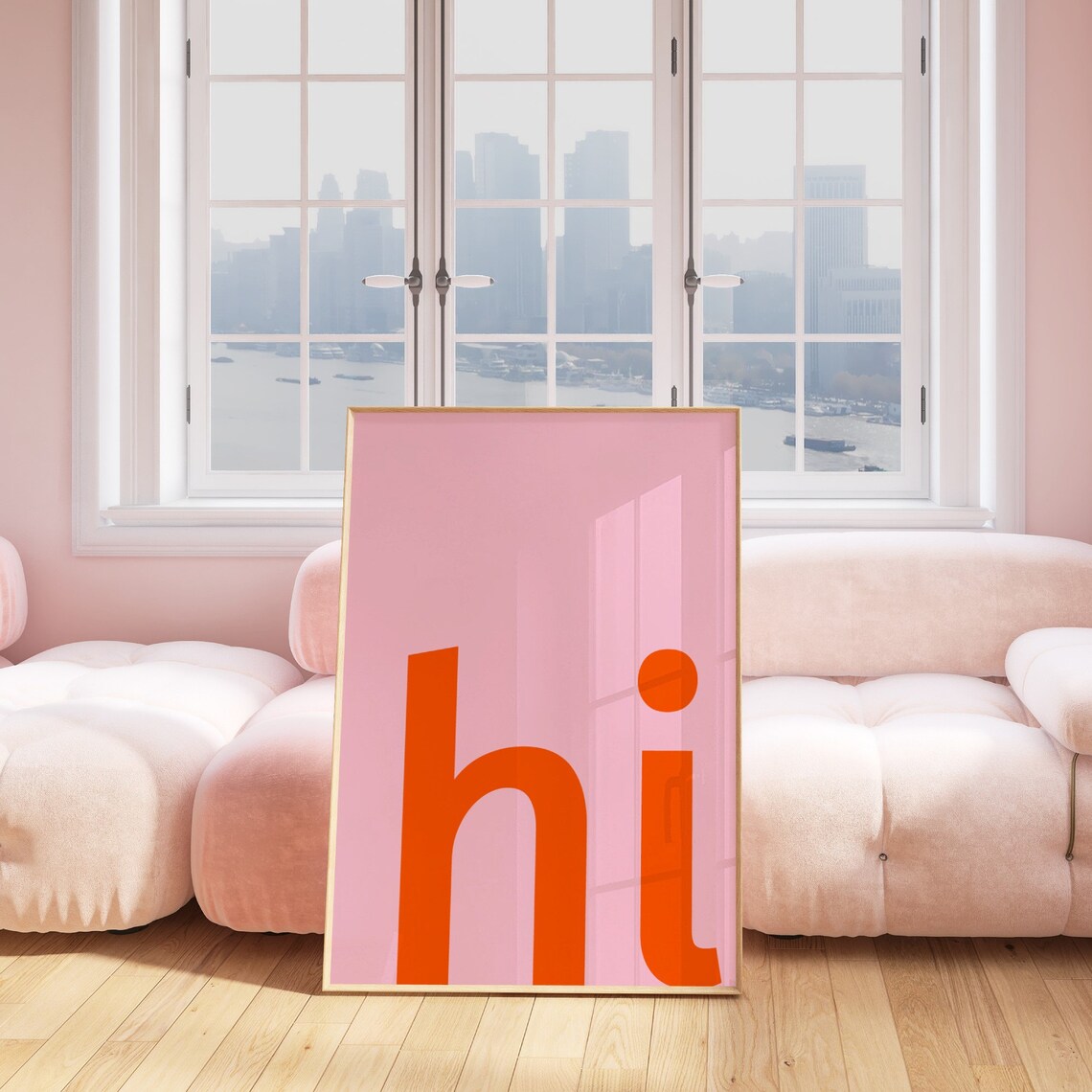 Hi Greeting Orange Pink Modern Minimalist Typography Art Poster - Image 4