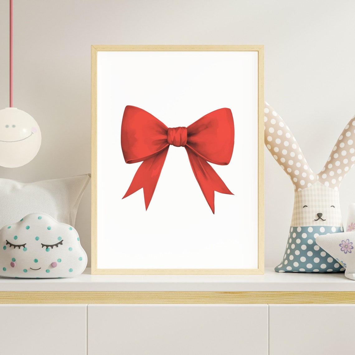 Red Ribbon Bow Watercolor Minimalist Classic Coquette Poster - Image 3