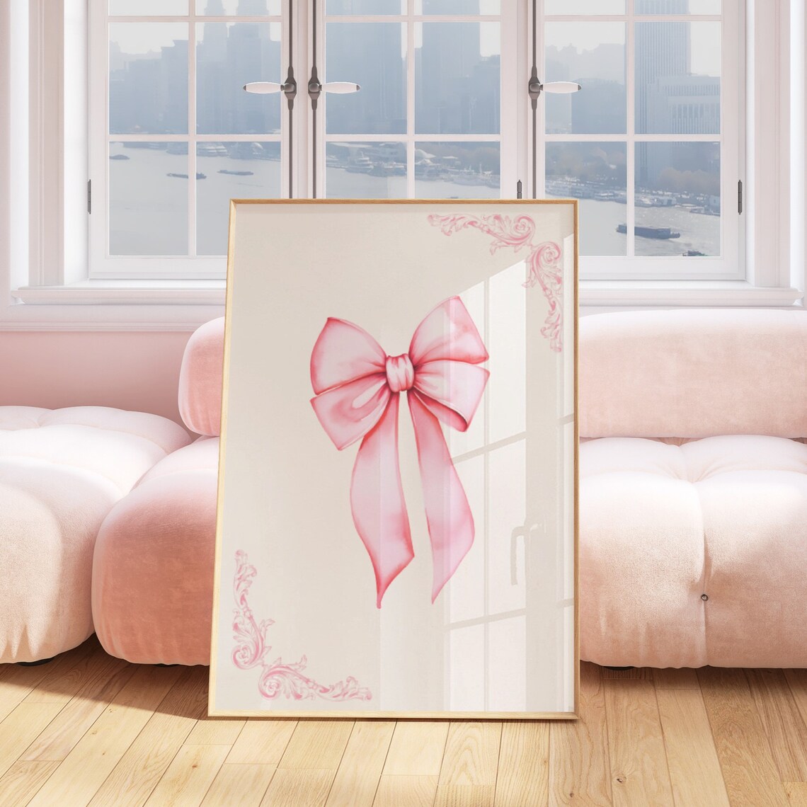 Pink Bow Preppy Aesthetic Wall Art Print - Image 3