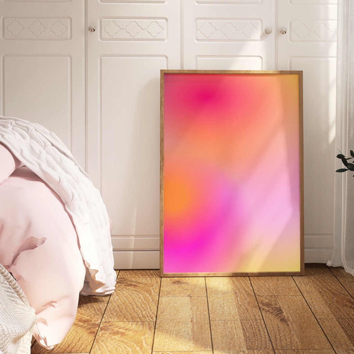 Pink Orange Aura Gradient Poster Abstract Sunset Glow Room Decor Art - Image 3