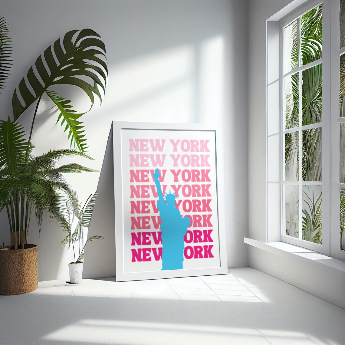 New York City Travel Print Art Pink Ny Travel Exhibition Print Trendy Wall Print Usa Poster Nyc Preppy Dorm Room Decor - Image 2