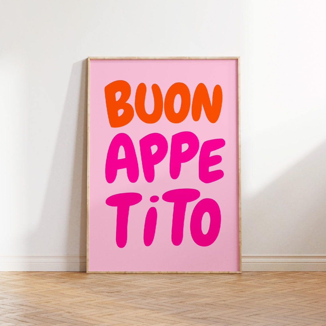 Buon Appetito Pink Typography Poster Italian Kitchen Phrase Wall Decor - Image 3