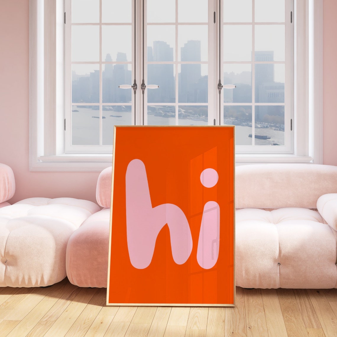Hi Orange Pink Bold Lowercase Hello Typography Poster Sweet Wall Decor - Image 3