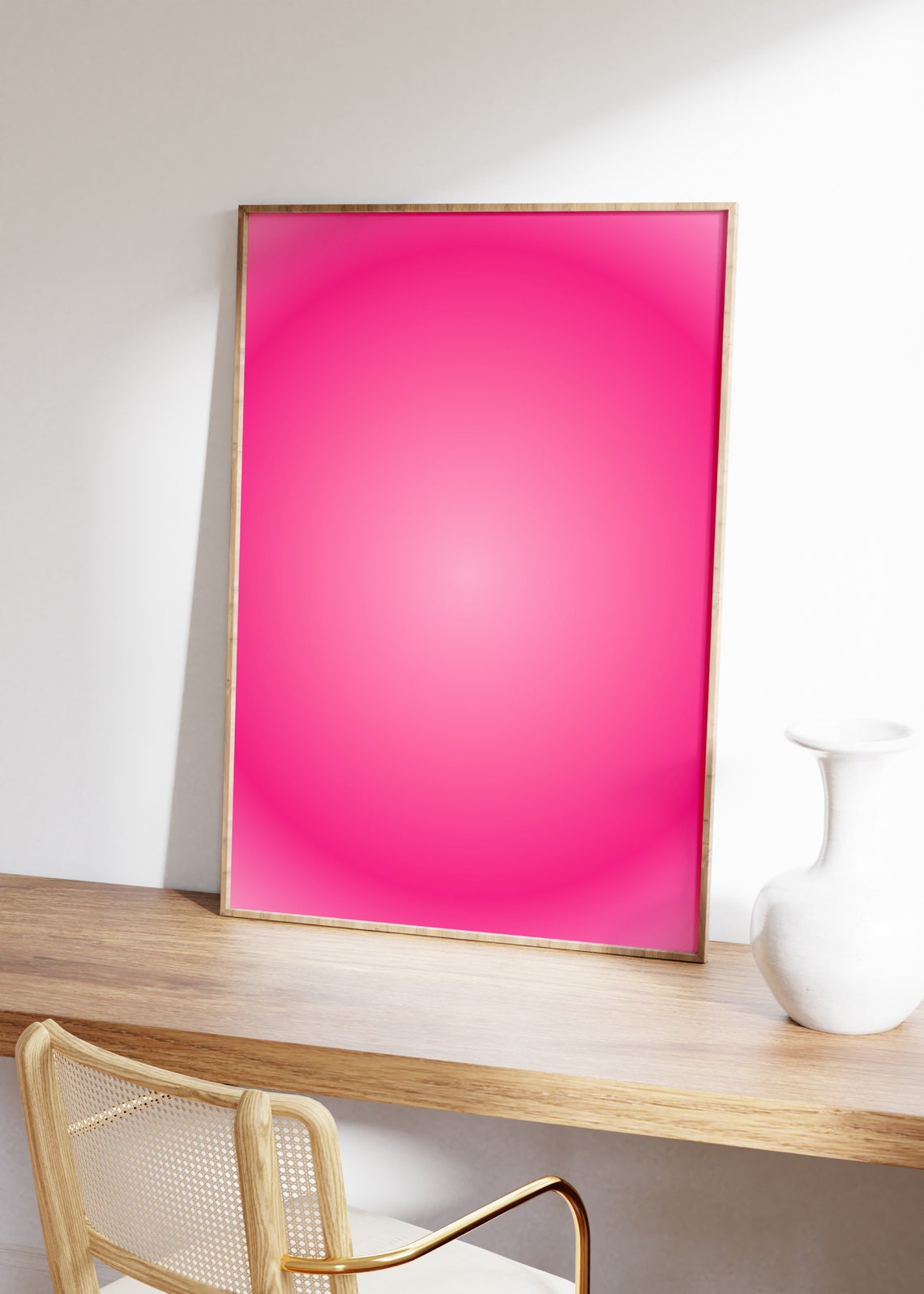 Pink Aura Gradient Minimalist Abstract Aesthetic Calm Bedroom Poster - Image 2