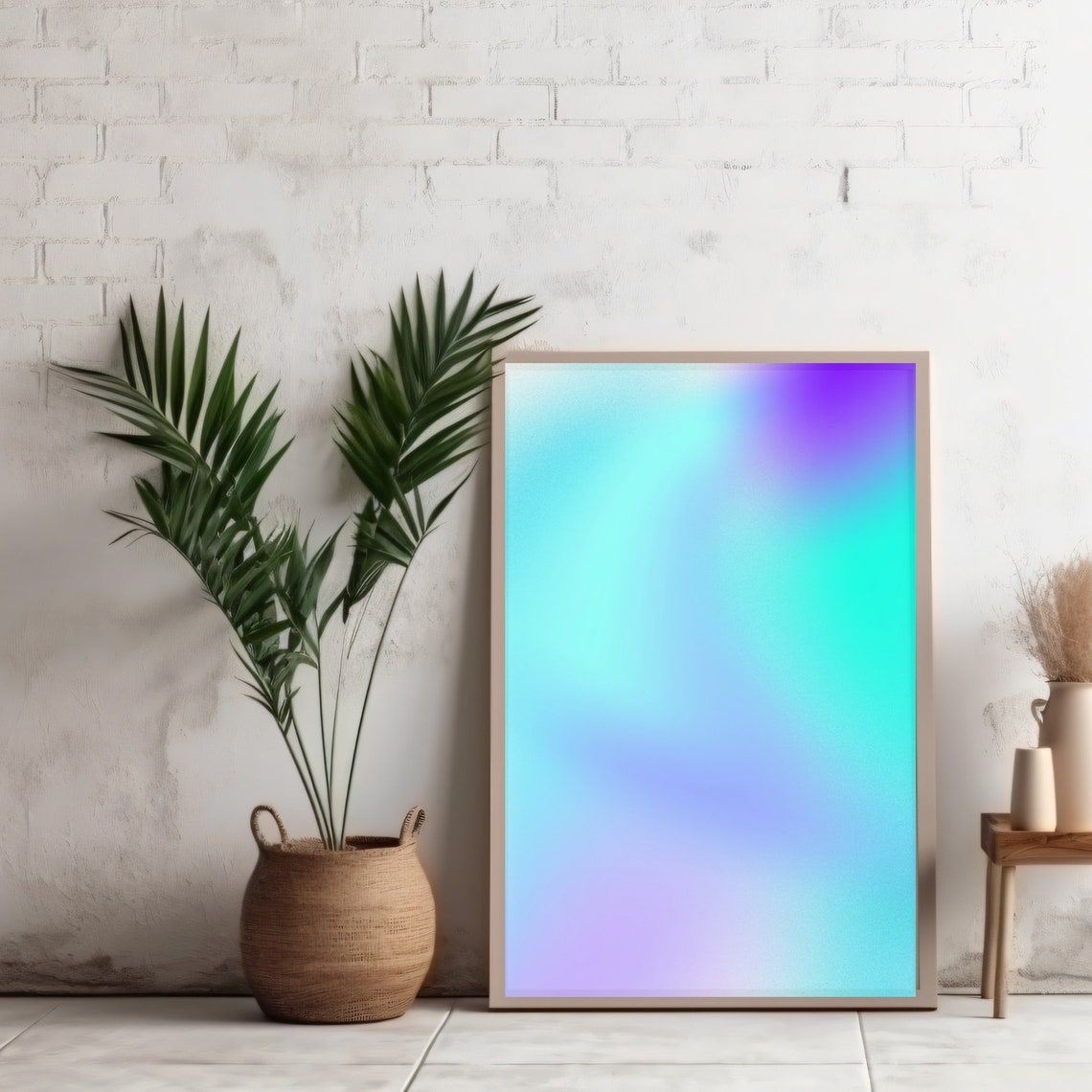 Turquoise Aura Blue Purple Gradient Aesthetic Apartment Poster - Image 2