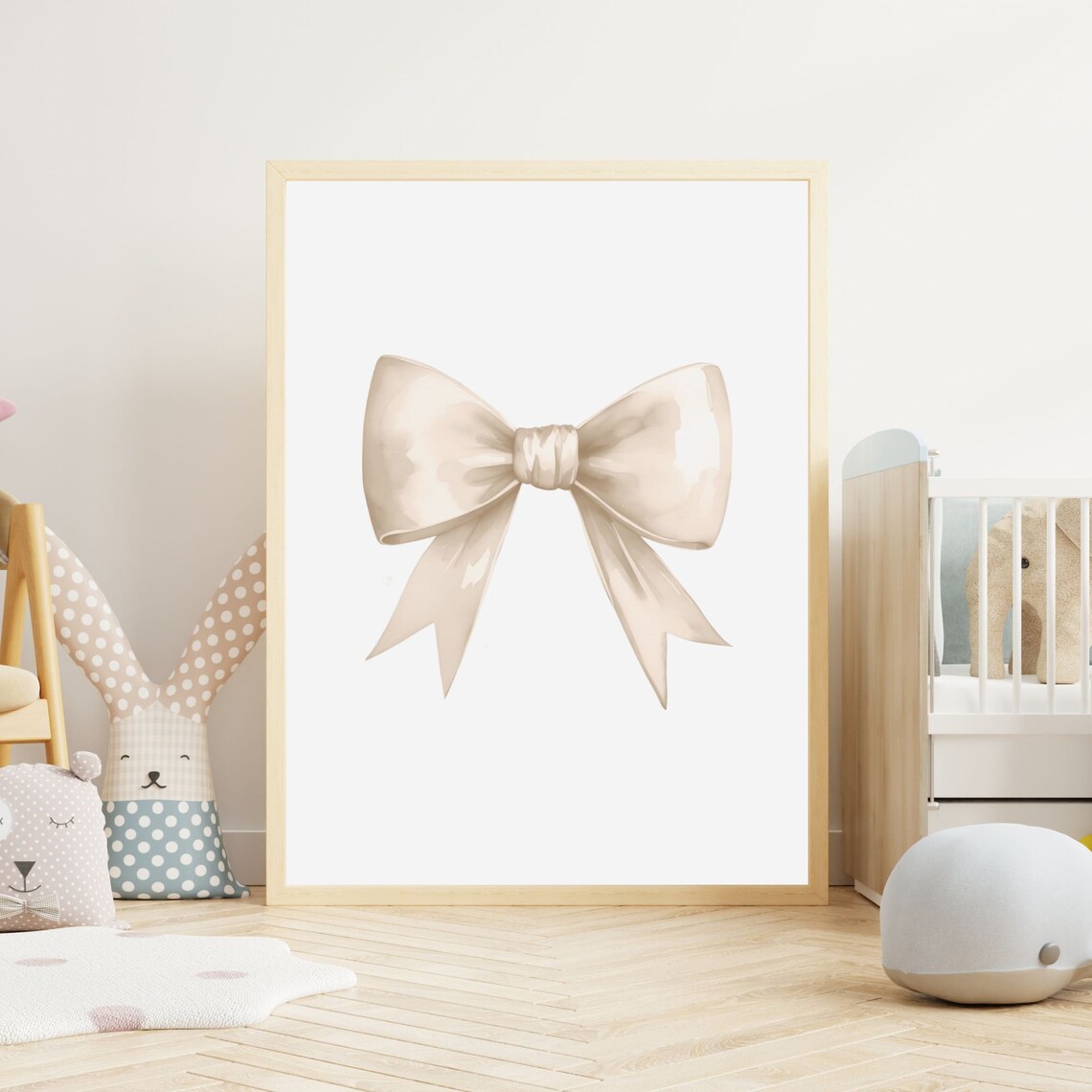 Cream Beige Watercolor Bow Preppy Coquette Aesthetic Teen Room Poster - Image 4