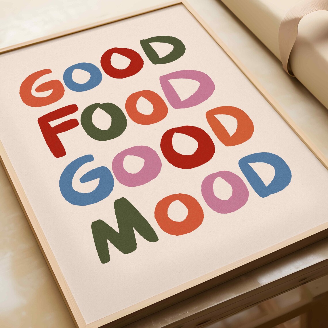 Good Food Good Mood Retro Kitchen Art Print - Image 4