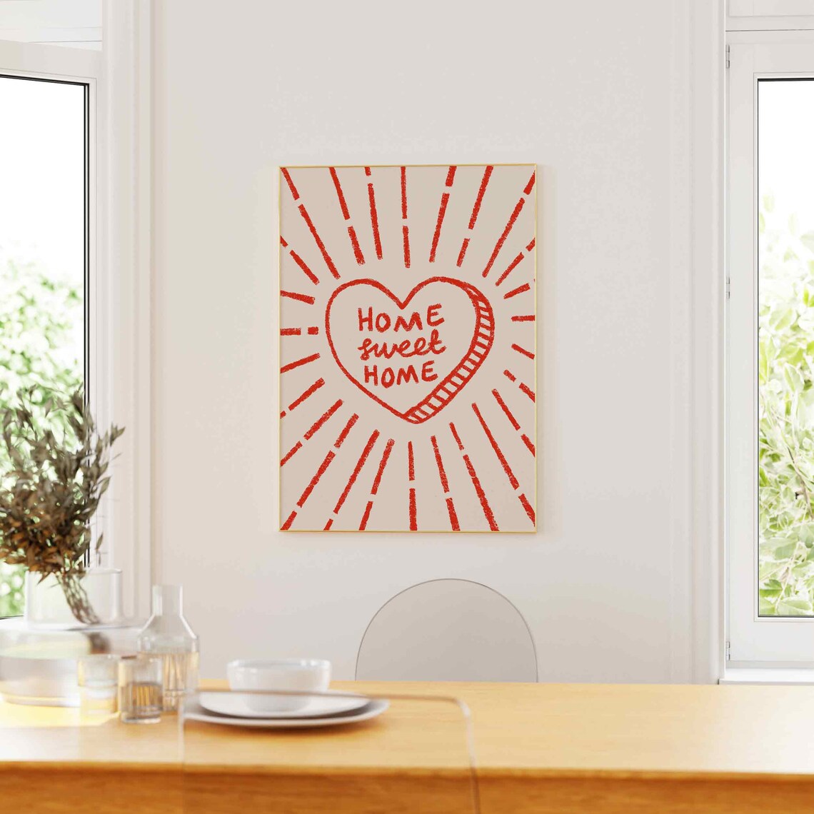 Home Sweet Home Heart Quote Retro Poster - Image 4