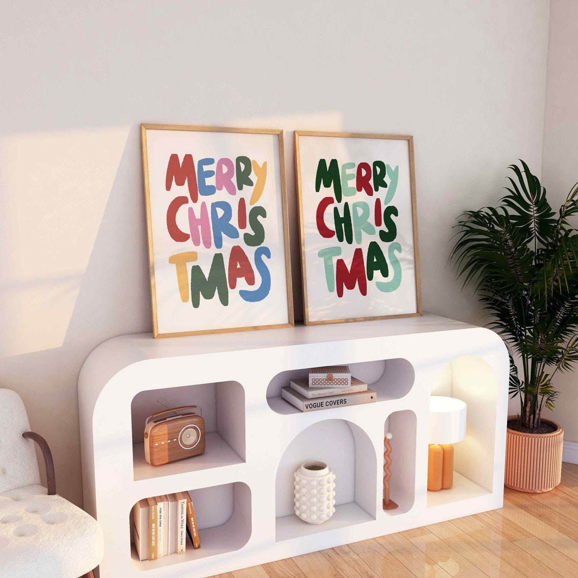 Merry Christmas Colorful Hand Lettered Festive Holiday Wall Art - Image 2