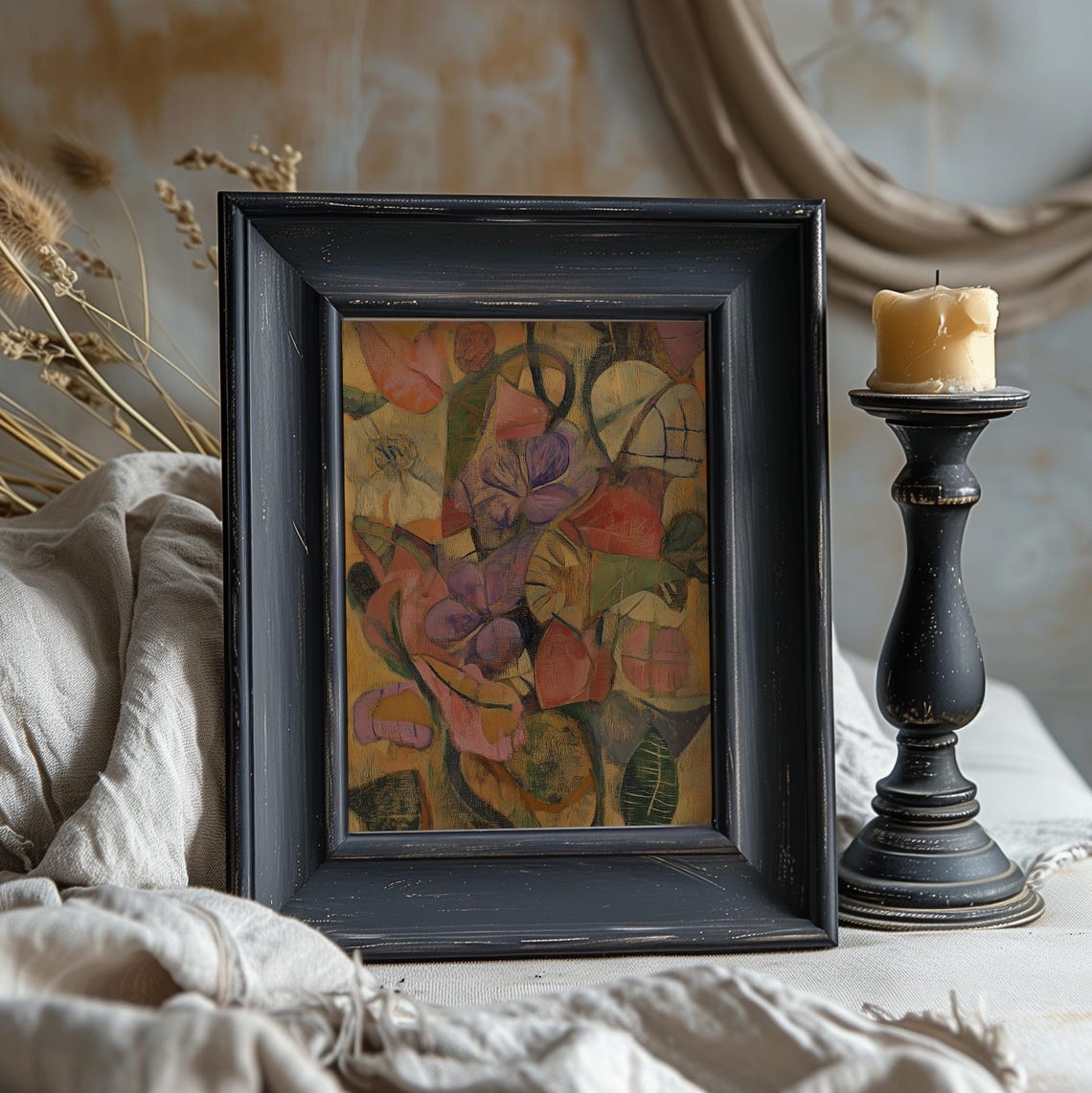 Abstract Colorful Floral Bouquet Oil Painting Modern Aesthetic Print - Image 3