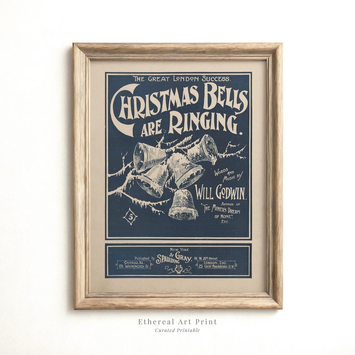 Christmas Bells Are Ringing Antique Sheet Music Cover Fine Art Print