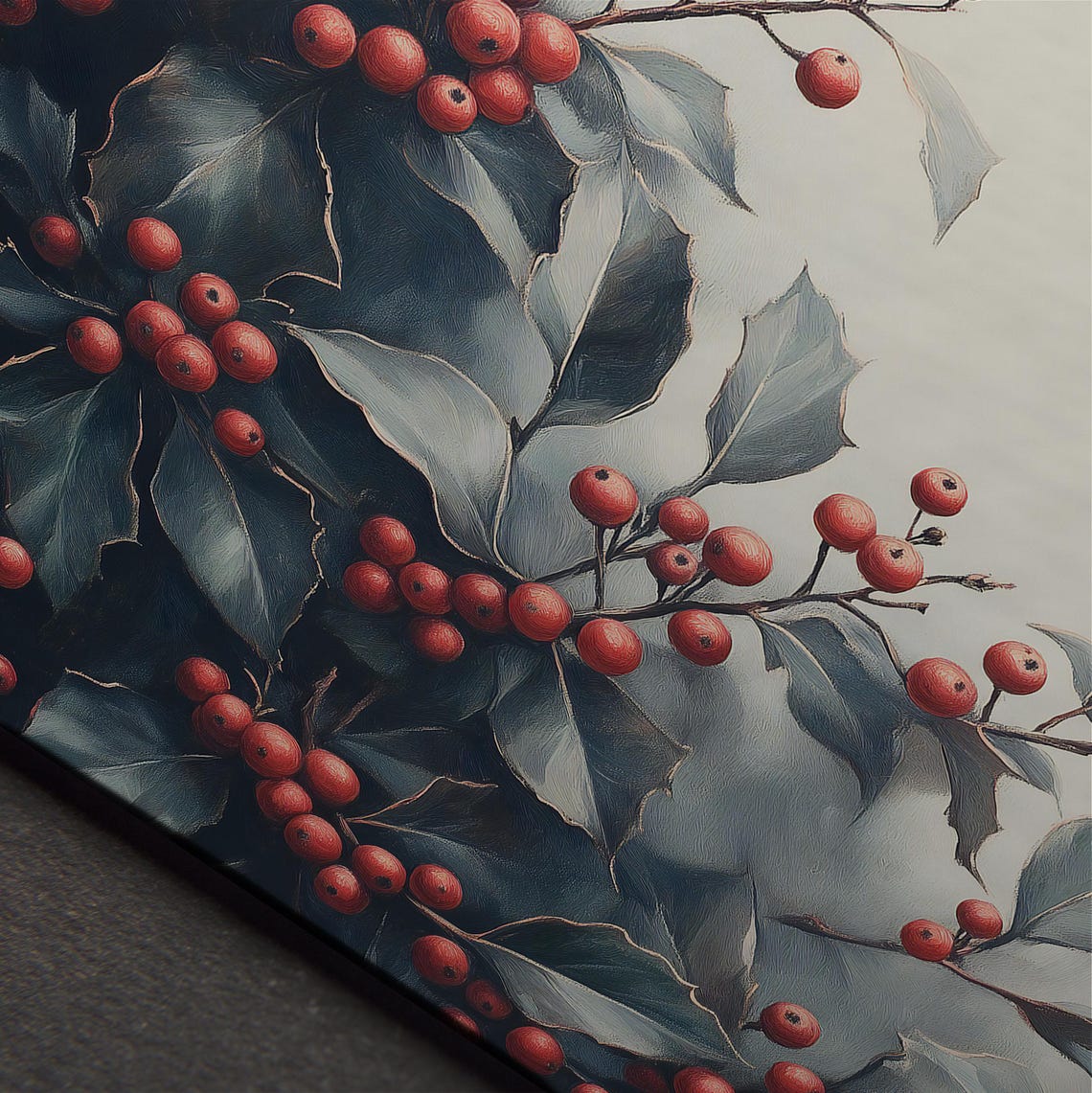 Red Holly Berries Watercolor Botanical Winter Wall Art Print - Image 4