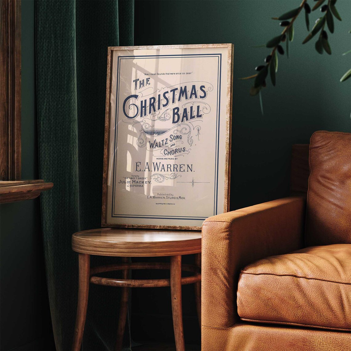 The Christmas Ball Waltz Sheet Music Cover Blue Vintage Music Print - Image 2