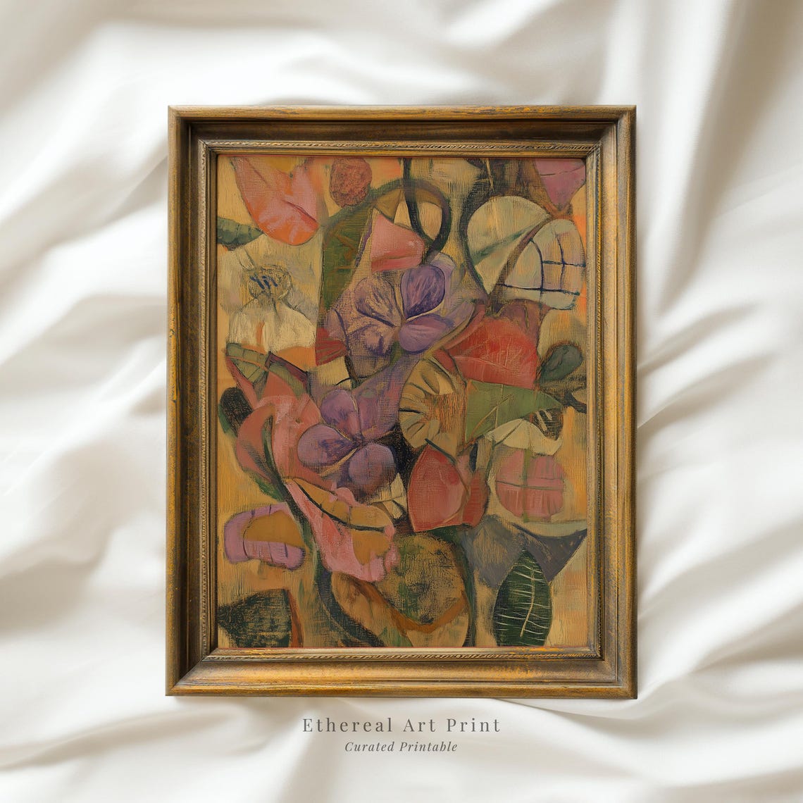 Abstract Colorful Floral Bouquet Oil Painting Modern Aesthetic Print