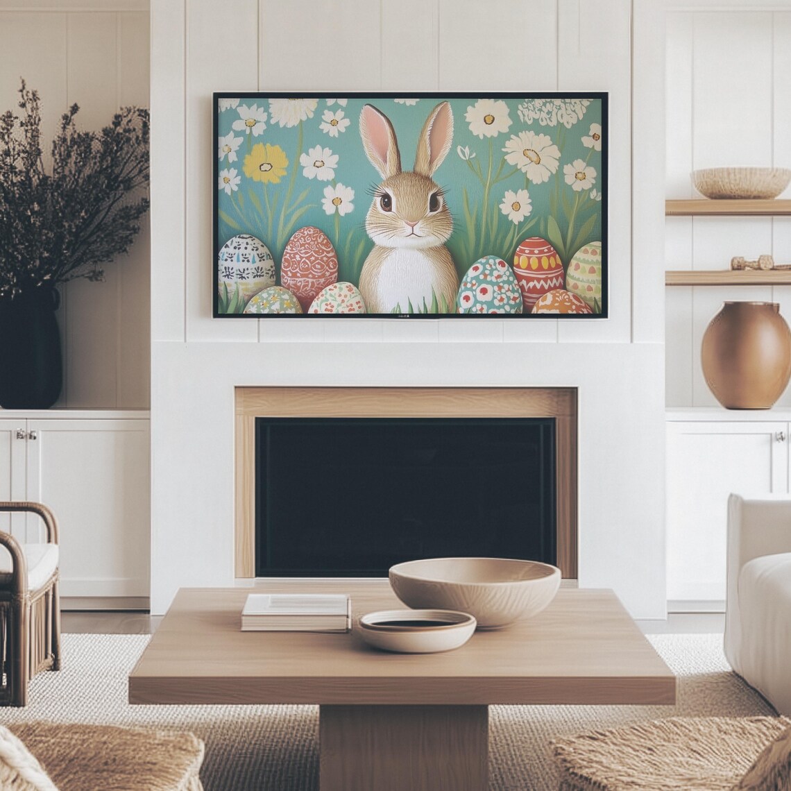 Easter Bunny Painting, Retro Spring Rabbit Decor - Image 2