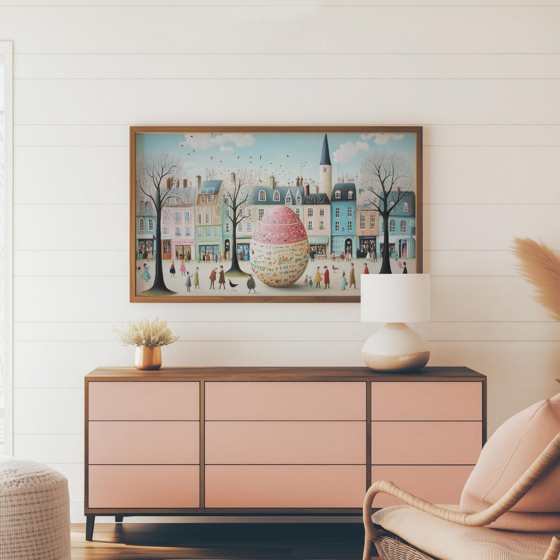 Town Square Giant Pink Confetti Easter Egg Celebration Art Print - Image 3
