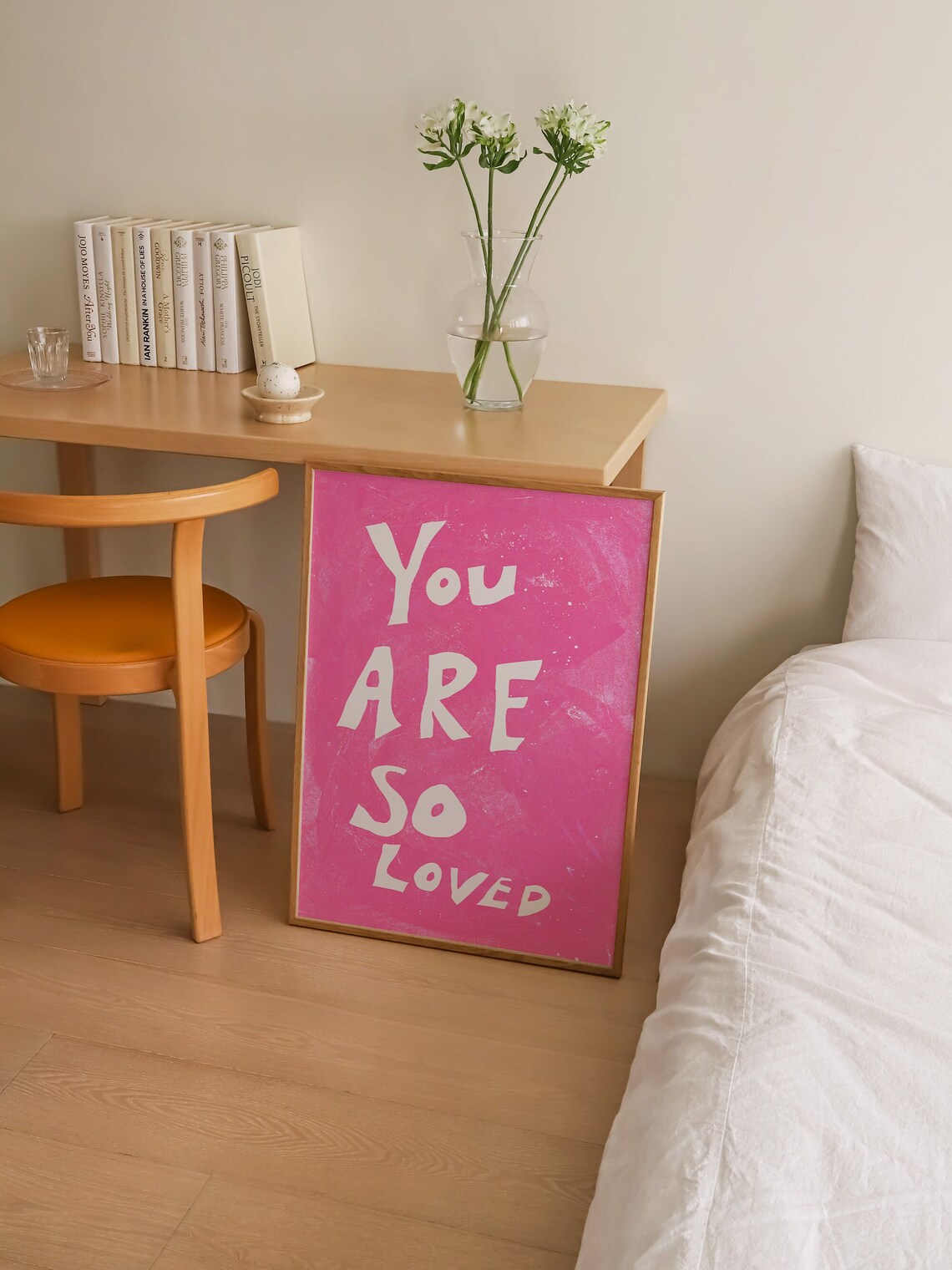 You Are So Loved Poster Retro Typography Poster Mid Century Print Positive Affirmation Quote Print Hand Drawn Print Trendy Pink Print - Image 3