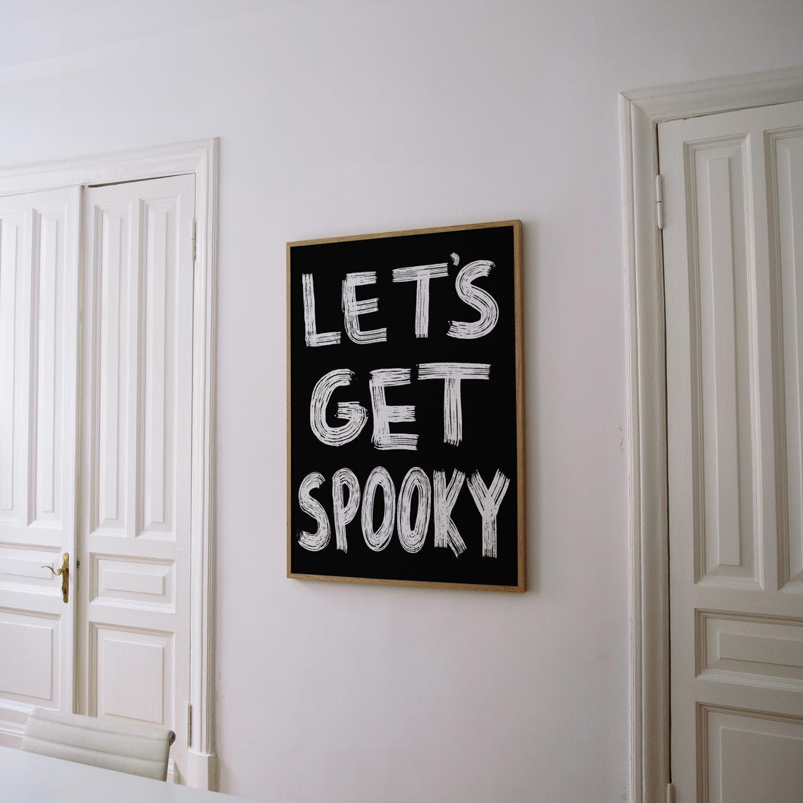 Lets Get Spooky White Brush Letters Black Halloween Party Poster - Image 3