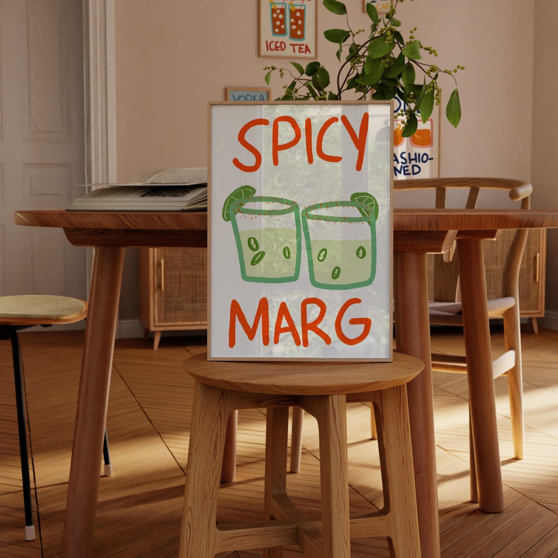 Spicy Marg Two Margaritas With Lime And Chili Cocktail Poster - Image 3