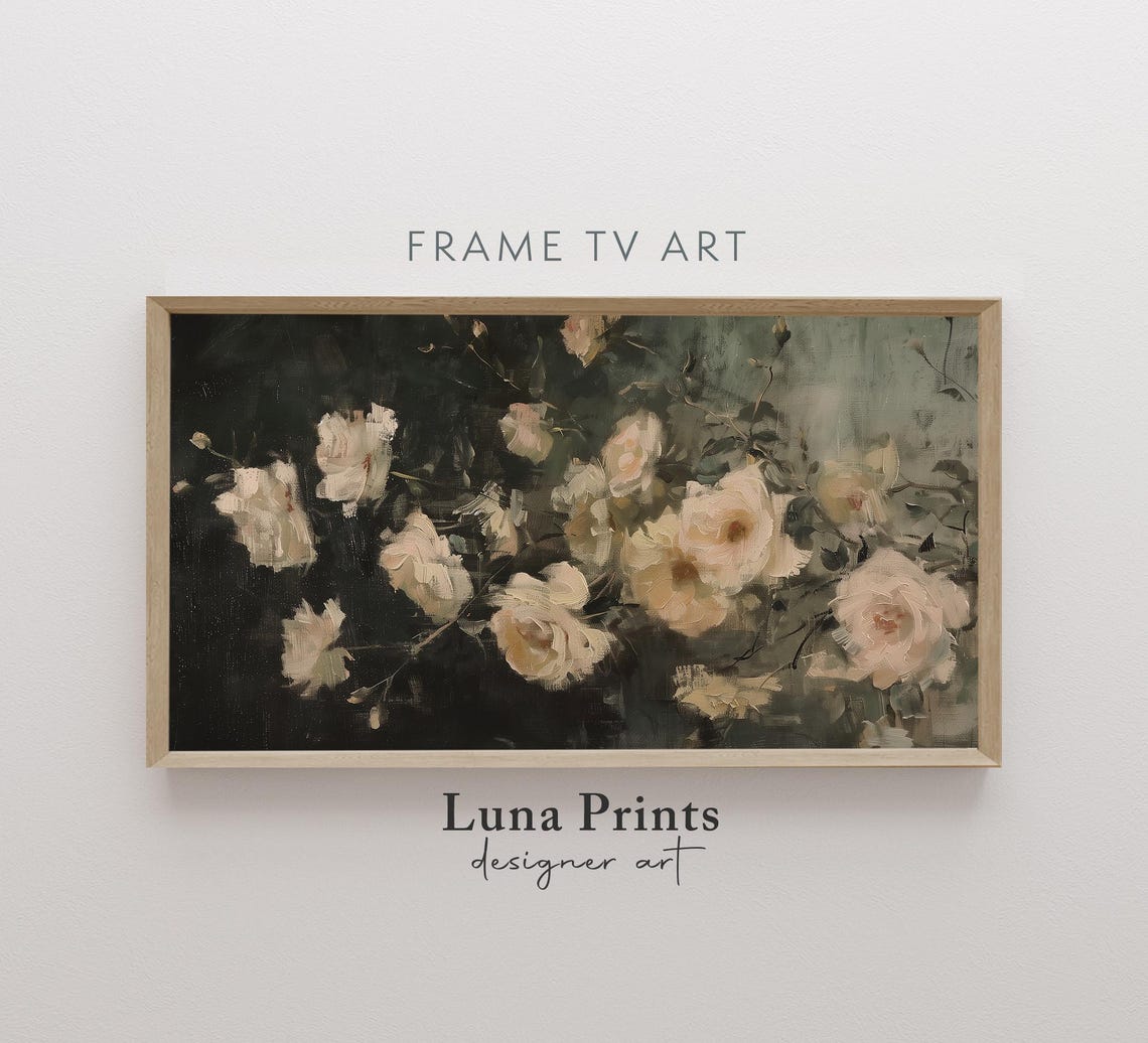Blush Pink Spring Flowers Vintage Oil Painting Frame TV Art Poster