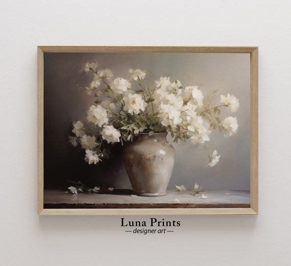 Spring Peony Painting Art, Muted Toned Floral