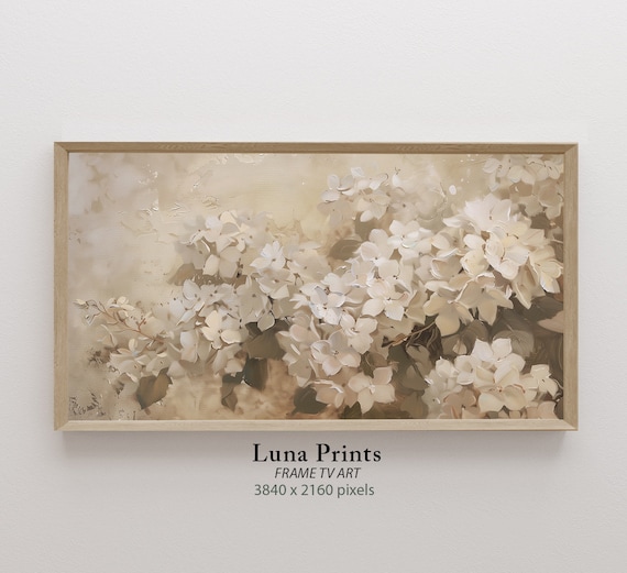 Spring Hydrangeas Art Print, Neutral Floral Decor