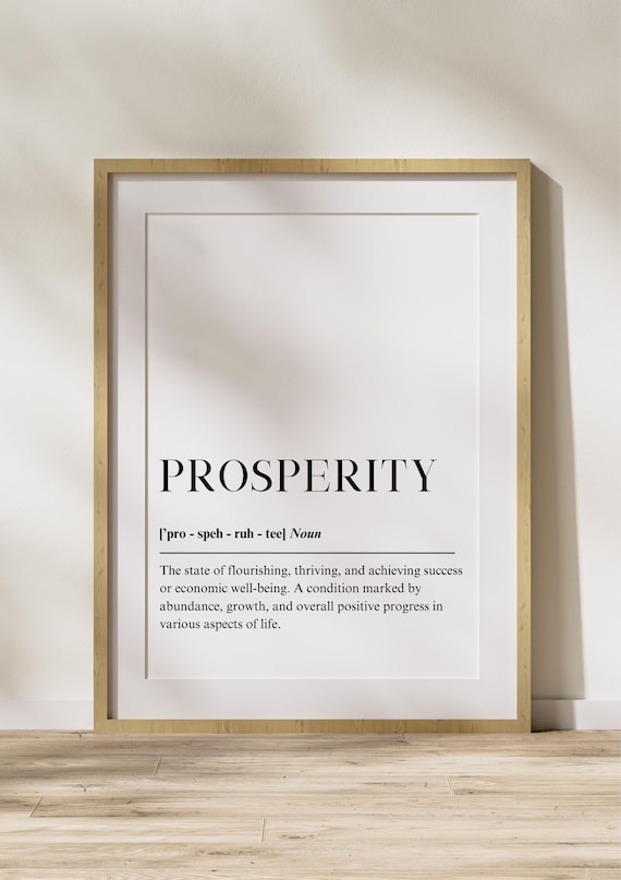 Prosperity Definition Dictionary Typography Minimalist Quote Wall Poster