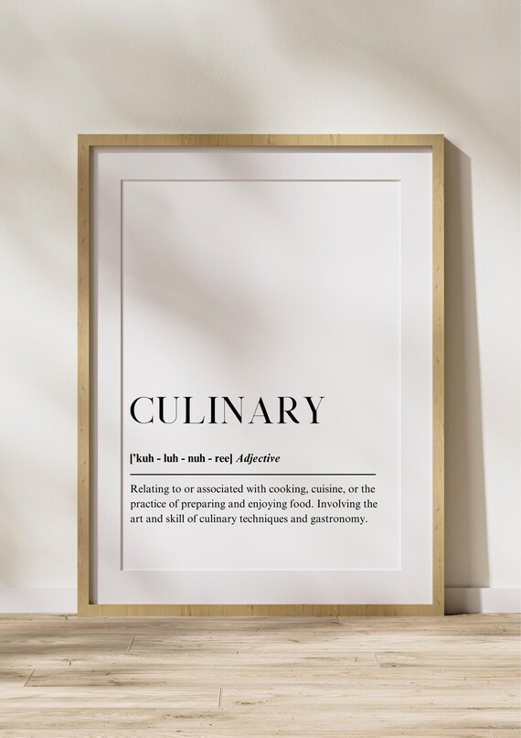 Culinary Dictionary Definition Poster Minimalist Kitchen Word Decor