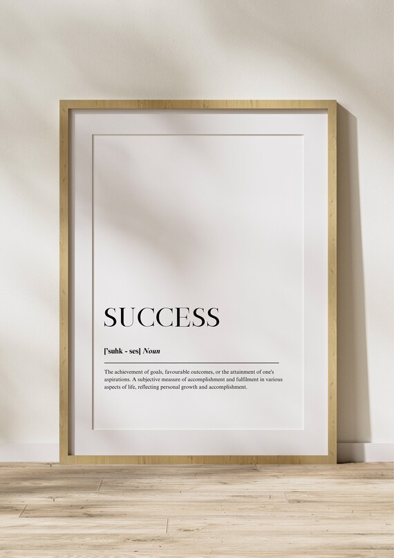 Success Definition Poster Motivational Quote Wall Art Inspirational Dictionary Print For Office Or Home