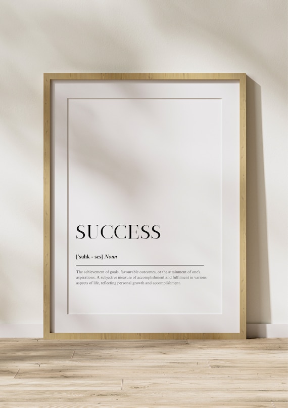 Success Dictionary Definition Minimalist Typography Quote Poster