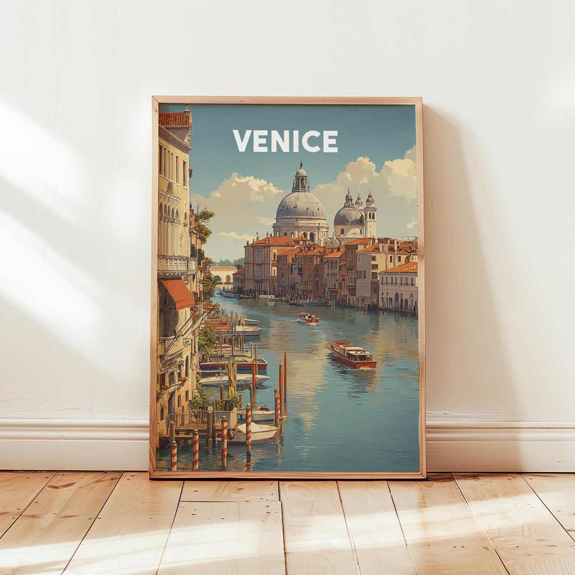 Venice Grand Canal Vintage Travel Poster Italy Retro Gondola Art